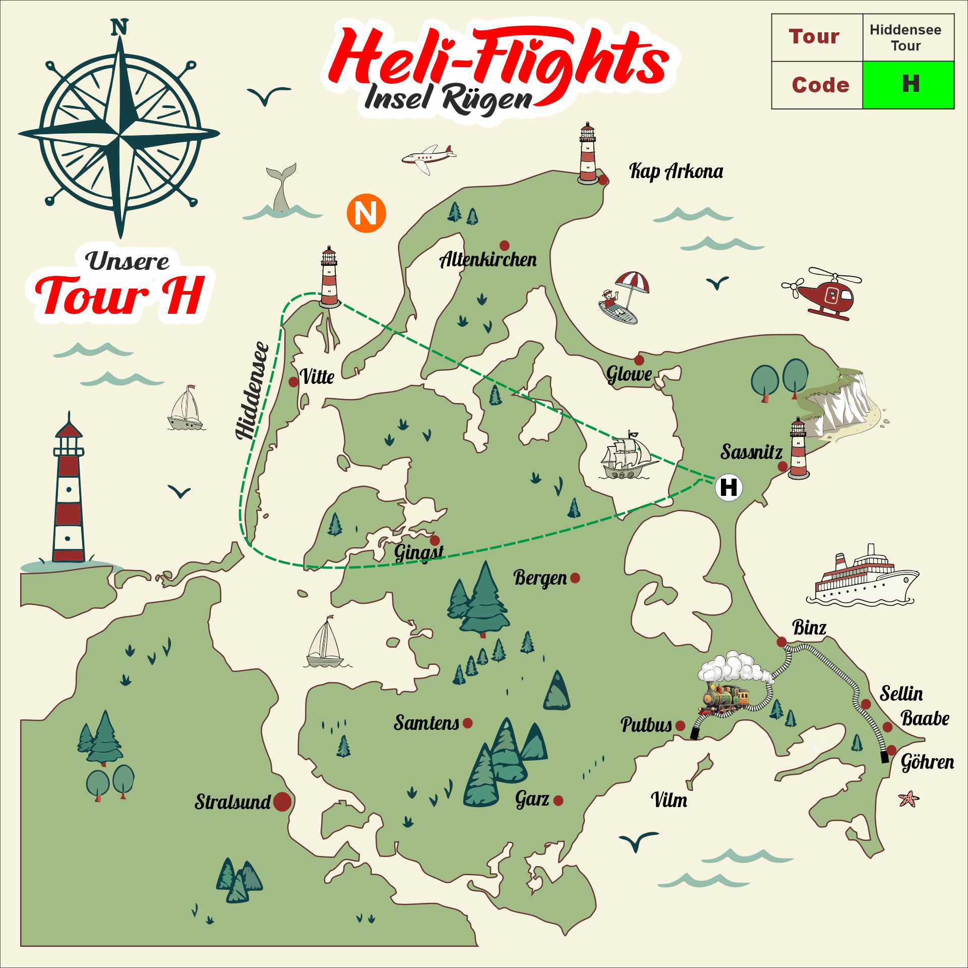 Routenkarte Tour H Hiddensee